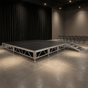 Square Safety <b>Stage</b> <b>Platform</b> Quick Install Event <b>Stage</b> with Guardrail - Product Image 1