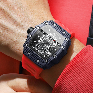 Orologio da uomo Binbond 8577 B8577 alla moda con quadrante tonneau, cinturino in silicone, movimento al quarzo, impermeabile, luminoso, con datario e luce notturna. - Product Image 3