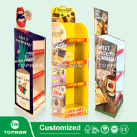 Publicité au détail de supermarché étagères en papier pour biscuits, macaron, chocolat, carton, présentoirs au sol