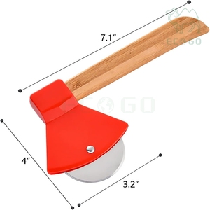Utensilios de Cocina de Plástico Personalizados, Cortador de Pizza Profesional con Cuchilla, Cortador de Pizza Tipo Hacha de Madera con Mango de Bambú - Product Image 6