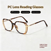 Lunettes de lecture surdimensionnées pour femmes, motif léopard, color-block, branches scintillantes, avec verres en polycarbonate – Vente en gros