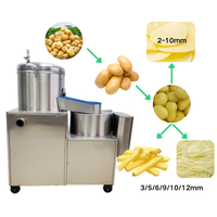 Multifunctionele automatische aardappel schil- en snijmachine voor de productie van aardappelchips, wortelen, radijsjes en zoete aardappelen