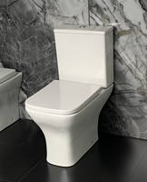 WC à double chasse carré en céramique sans bride, 180 mm, conforme aux normes CE, avec siphon P intégré, certifié Watermark