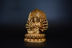 Antique Bronze Golden Buddha Statue Sculpture Home Religion Indoor Decor Metal Craft Engraving Hand-Cast Gold Plated Collectible - Product Image 3