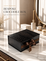 Boîte cadeau rigide à double couche avec texture crocodile de luxe, avec logo estampé à chaud, pour l'emballage de cosmétiques, de parfums et de bijoux