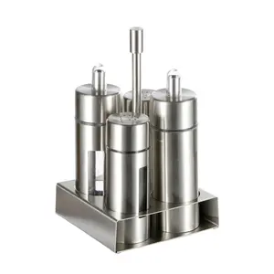 oil bottle stainless steel and AS salt and pepper shakers set with Spice rack