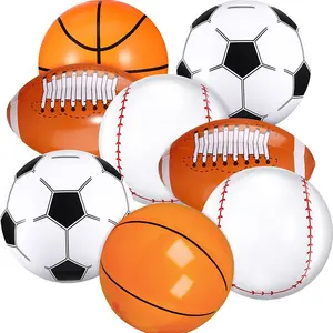 Neue aufblasbare Strand ball farbige PVC Blow Fußball Basketball Rugby spielen Wasserball Pool Party Plastik ball Spielzeug für Kinder Erwachsene