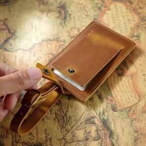 Top Layer Cowhide Embossed Durable Modern Airplane Travel Tag Snap <b>Creative</b> Suitcase Tag Checked-in Leather Welcome <b>Gifts</b> - Product Image 1
