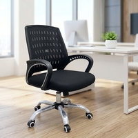 Chaise de bureau exécutive ergonomique de qualité supérieure à dossier mi-haut, accoudoirs réglables, design minimaliste, structure en acier convertible pour chambre à coucher