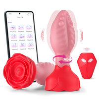 Rose Swing Dildo Vibrator Butt Plug APP Fernbedienung 9/10 Frequenzen Weiches Silikon Wasserdicht IPX7 USB Aufladbar Sexspielzeug