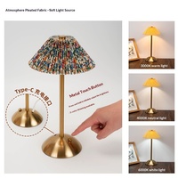 Lampe de table moderne en fer avec abat-jour en tissu, LED, commande tactile, alimentée par batterie, pour chambre à coucher, chevet, décoration d'ambiance personnalisée
