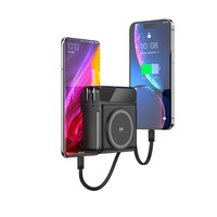 Batteries externes portables 2026 de 20000 mAh, mini, avec prise secteur, charge rapide 22,5 W et câbles intégrés