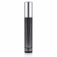 Flacon de parfum vide en verre 35 ml en gros, atomiseur de voyage rechargeable noir et argenté avec capuchon métallique, boîte de présentation luxueuse et ornée