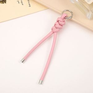 DIY PU Leather Rope Keychain Candy Color Woven Knot Design with Removable <b>Ring</b> Handmade Bag Pendant for Car <b>Keys</b> - Product Image 3