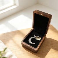 Boîte à bijoux en noyer noir à couvercle solide, bords entièrement finis, pour colliers, pendentifs, ras-de-cou, bracelets, boîte de rangement, boîte cadeau