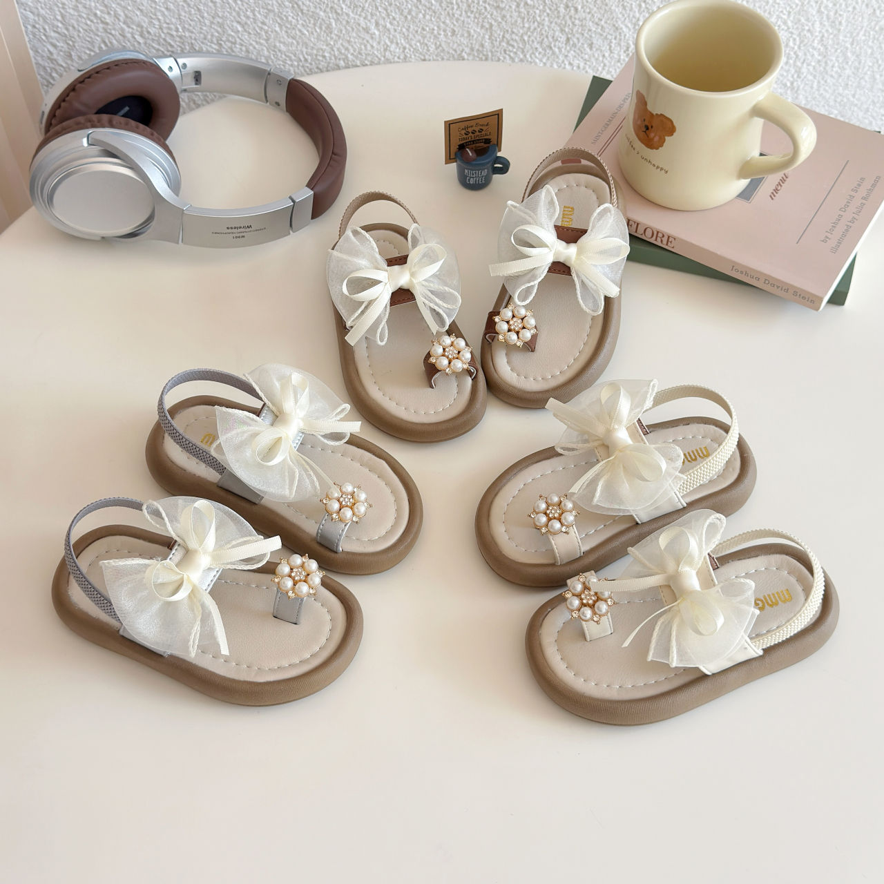 Summer New Kids Girls Princess Toe Ring Sandals Breathable Flat Casual Beach Sandals