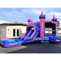 Piscine combinée gonflable extérieure humide et sèche pour adultes de qualité commerciale avec rebond et toboggan Combo toboggan humide et sec pour adultes