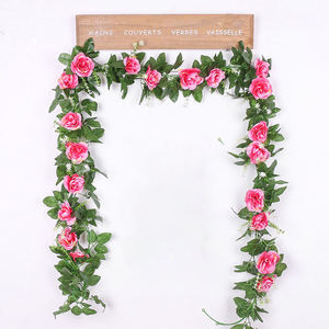 Guirlande de fleurs artificielles roses de 220 cm de haute qualité avec feuilles vertes pour la décoration de la maison, des mariages et des fêtes - Vente en gros - Product Image 6