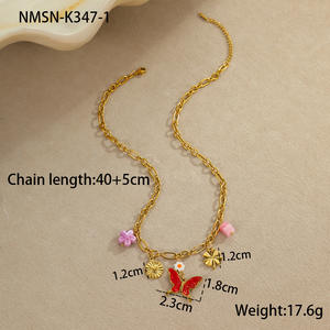 Joyería fina de acero inoxidable de moda de <span class=keywords><strong>verano</strong></span> para mujer, cadena de eslabones con colgante de mariposa Margarita a la moda, collar de corazón geométrico - Product Image 6