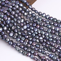 Perles de culture d'eau douce noires baroques de qualité AAAA, plaquées, 6-7 mm, à deux côtés, trou latéral, perles naturelles en vrac, troisième qualité