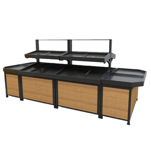 Op maat gemaakte dubbelzijdige supermarkt schapunit van lichtgewicht hout voor de presentatie van levensmiddelen, te koop op metalen schappen - Product Image 5