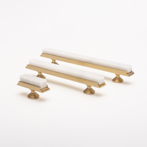 Nordic Simple Light Luxury Kitchen Dresser Wardrobe Cabinet Door Handle Natural Green Marble Brass <strong>Drawer</strong> <strong>Knob</strong> Pull Handles - Product Image 4