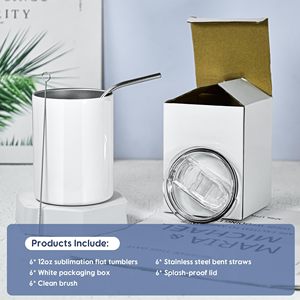 12 oz Sublimation Tumblers Straight Tumbler with Lid and <b>Straw</b> Flat <b>Shot</b> Tumbler - Product Image 4