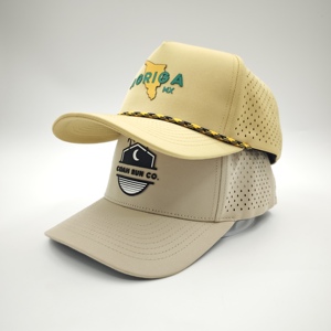 High End 5 Panel Solid Waterproof Golf <b>Cap</b> Custom Silicone Logo Low MOQ OEM Laser Perforated Polymer Patch Stitching Apparel - Product Image 2