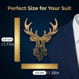 Broche <span class=keywords><strong>de</strong></span> revers pour homme en forme <span class=keywords><strong>de</strong></span> tête <span class=keywords><strong>de</strong></span> <span class=keywords><strong>cerf</strong></span> ajourée dorée, accessoire <span class=keywords><strong>de</strong></span> costume <span class=keywords><strong>de</strong></span> luxe sculpté vintage pour affaires, mariage, cadeau <span class=keywords><strong>de</strong></span> marié - Product Image 3