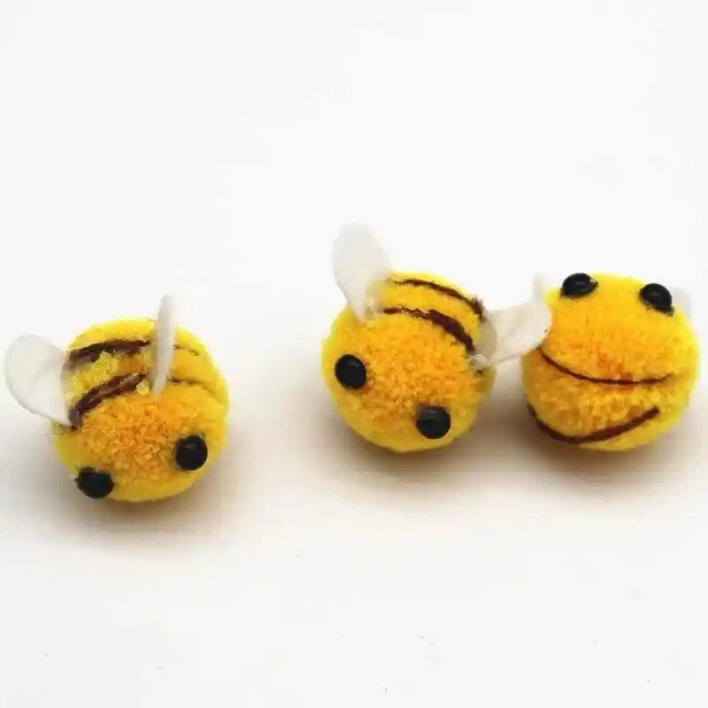 25*30Mm Geel Bee Pompom Haar Bal Polyester Kind Hoofdtooi Bruiloft Feestartikelen Diy Handgemaakte Materiaal Hoed Kleding decor