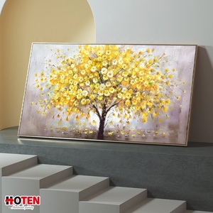 Personnalisable <span class=keywords><strong>grande</strong></span> peinture à l'huile de fleur jaune peinte à la main de style moderne <span class=keywords><strong>sur</strong></span> <span class=keywords><strong>toile</strong></span> pour la décoration d'hôtel et le but suspendu - Product Image 1