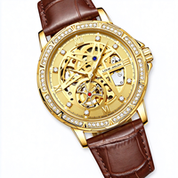 Montre automatique de luxe pour homme, étanche, sertie de diamants, de haute qualité, style squelette, mécanique, très vendue