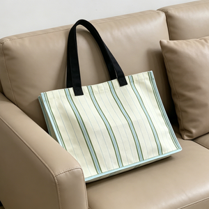 Eco-friendly <b>Canvas</b> <b>Tote</b> Bags Large Capacity Women Grocery Bags Stripe <b>Tote</b> <b>Canvas</b> Bag with Printed Logo - Product Image 4