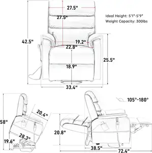 CJSmart 홈 파워 리프트 의자 안락 의자 열 마사지 왼쪽 트레이 테이블 플랫 듀얼 모터 무한 위치 누워