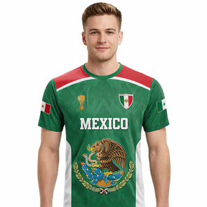 Camiseta <span class=keywords><strong>de</strong></span> la Selección Nacional <span class=keywords><strong>de</strong></span> Fútbol <span class=keywords><strong>de</strong></span> México WC2026, Camiseta <span class=keywords><strong>de</strong></span> Cuello Redondo para Hombre, Personalizada con Estampado Completo, Graffiti <span class=keywords><strong>de</strong></span> Fanáticos del Fútbol Mexicano, Manga Corta - Product Image 2