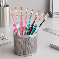 Penna a Sfera 3D con Fiore in Cristallo, Apertura a Rotazione in Metallo, Logo Personalizzato, Etichetta Privata, Colore Personalizzato, Pronta per FBA, Piccoli Lotti