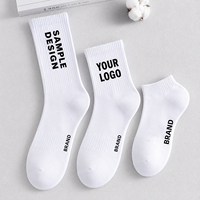 Chaussettes en coton blanc avec logo, chaussettes de sport classiques pour hommes, chaussettes de marque, chaussettes personnalisées, chaussettes de sport personnalisées