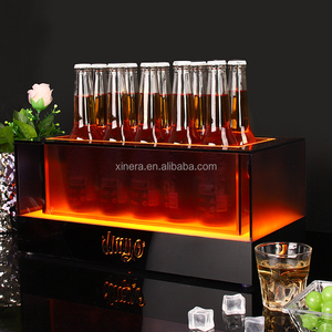 Custom Logo Warm Light Acrylic Ice Tub, LED <b>Illuminated</b> Beverage Chiller for Entertainment Venue - Product Image 1
