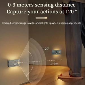 Veilleuse RGB rechargeable avec capteur de mouvement, lumière LED latérale effet œil de chat, lampe de placard sans fil, applique murale pour chambre, escalier, couloir - Product Image 3