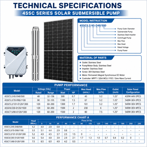 Pompe solaire DC de haute qualité <span class=keywords><strong>7M3</strong></span>/H 7.5M3/H 10Kw Pompe submersible à énergie solaire avec panneau mono connecté au réseau - Product Image 4
