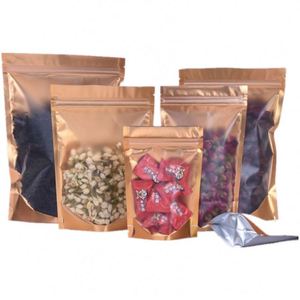 Bolsas de Embalaje de Té de Color Dorado con Cierre de Cremallera y Fondo Plano de Papel de Aluminio Impresas con Logotipo Personalizado, Bolsas para Granos de Café de 18x26 cm, Paquete Promocional - Product Image 1