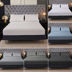 Atacado Online folhas set Casa Luxo sólido Extra Macio todo o tamanho respirável-home têxtil Bed Sheets Set