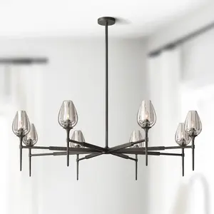 Candelabro de cristal de tulipán de cobre moderno, accesorio de iluminación de techo para sala de Estar, comedor, dormitorio, cocina, Isla, Vestíbulo