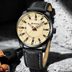 CURREN 8390 Nouvelle montre-bracelet sport classique pour homme 2024, marque haut de gamme, or gris, montre masculine en cuir véritable, quartz sport, montre-bracelet pour homme - Product Image 2