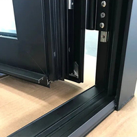 Style français exportation principalement vers les portes en aluminium à rupture thermique de couleur noire américaine porte d'entrée à charnière en verre patio extérieur