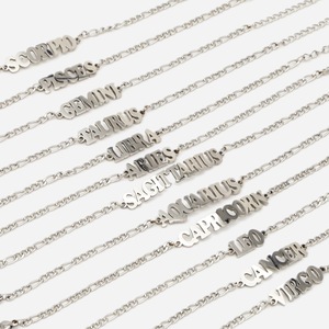 Bracelet de luxe en argent non terni plaqué or 18 carats en acier inoxydable avec breloque <span class=keywords><strong>horoscope</strong></span> femmes hommes 12 signes <span class=keywords><strong>du</strong></span> zodiaque bijoux - Product Image 3