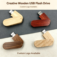 Clé USB pivotante en bois, écologique, avec logo gravé sur mesure, 8 Go à 128 Go, pour cadeau promotionnel