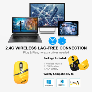 AIKUN Orange Portable Ultra Mini 2.4G Chuột Không Dây Với Đầu Thu USB Và Pin AAA, Chỉ Nặng 40G, Lớn Khoảng Hai Ngón Tay - Product Image 2