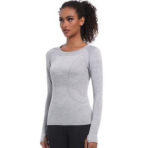 Nouveau <span class=keywords><strong>haut</strong></span> de yoga une pièce sans couture respirant pour femmes, en spandex/nylon, à séchage rapide, à <span class=keywords><strong>manches</strong></span> <span class=keywords><strong>longues</strong></span>, pour le <span class=keywords><strong>sport</strong></span>, la course à pied et la remise en forme - Product Image 1