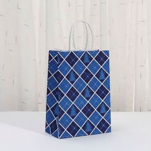 Bolsas de Regalo Navideñas Modernas y Ecológicas Personalizadas, Papel Kraft Reciclado, Impresión Digital, Azul Festivo, Marcas Sostenibles al por Mayor - Product Image 5